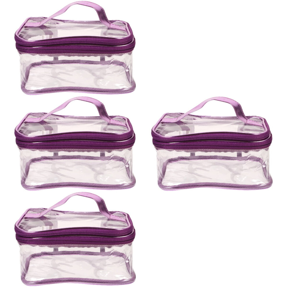 Eease 4pcs Double Layer Clear Cosmetic Bag Makeup Bag Waterproof Travel Toiletry Bag