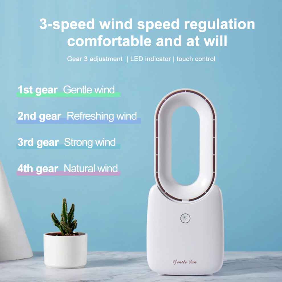 Hesroicy 1 Set 2500Mah 4 Speeds Bladeless Fan, Touch Control, Led Indicator, Strong Wind, Quiet Cooling, Rechargeable 9338982148627
