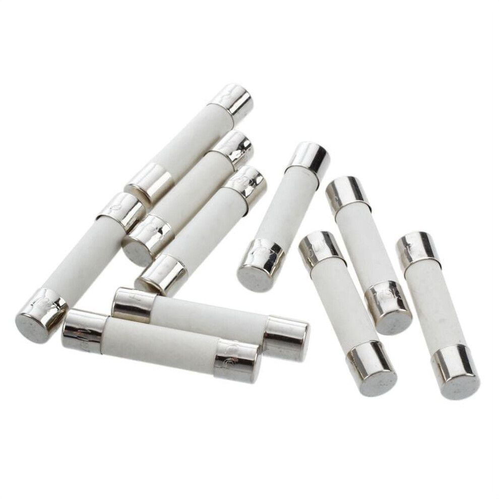 10 Pcs Ac 250 V 15 A 6 X 30 Mm, High Speed Kick Cylindrical Fuse Tube Ceramic White + Silver 9402001785824