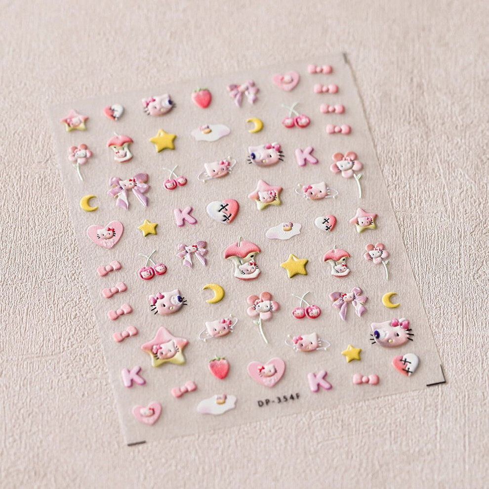 1PCS Cute Melody Cartoon 5D Nail Stickers Sanrio Hello Kitty Kuromi Pochacco Nail Art Stickers Nail Decoration