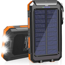 2025, Solar Charger 20000mAh Solar Powerbank Waterproof Portable Charger with Dual 5V USB Ports/LED