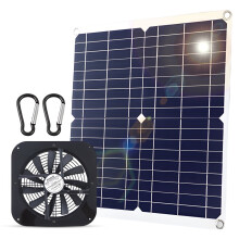 10" 20W Solar Powered Fan with USB, Waterproof Vent Exhaust Fan, High Speed Air Flow, Compatible with Chicken Coops, Greenhouses, Sheds, Pet Houses