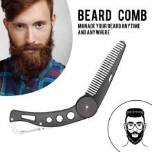 EIMELI Stainless Steel Folding Beard Comb, Portable Anti-Static Metal Hair Comb for Men, Compatible with Beard & Mustache Styling