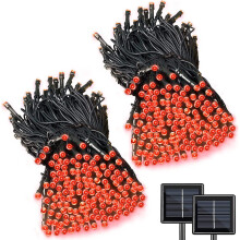 2Pack 50 LED 32ft Solar String Lights, 8 Modes, Waterproof, Outdoor Fairy Lights for Garden, Xmas Tree, Wedding, Party Decor, Red