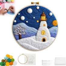 Christmas Needle Beginner Painting with Embroidery Frame Wool Needle