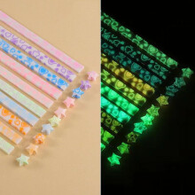 Luminous 10 Colors Origami Paper Strips (210 sheets) for DIY Lucky Star Decoration, Hand Art Crafts - Compatible with Star Making