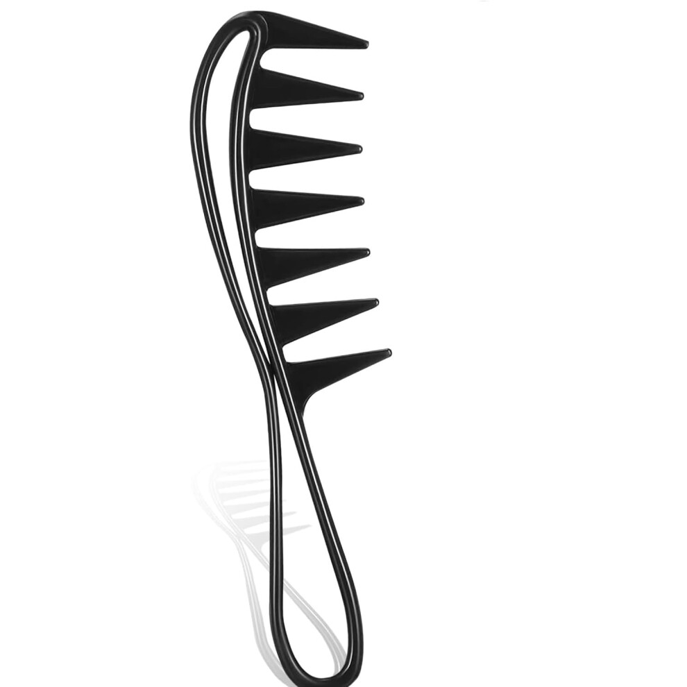 Jnkb Wide Tooth Comb for Wavy & Curly Hair, Large Tooth Detangling Comb Compatible with Wet Hair, Shark Teeth Design for Men & Women
