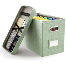 Hanging File Box with Mesh Pocket, Organizer Lid, Collapsible for Letter Size, Green - 1 PCS