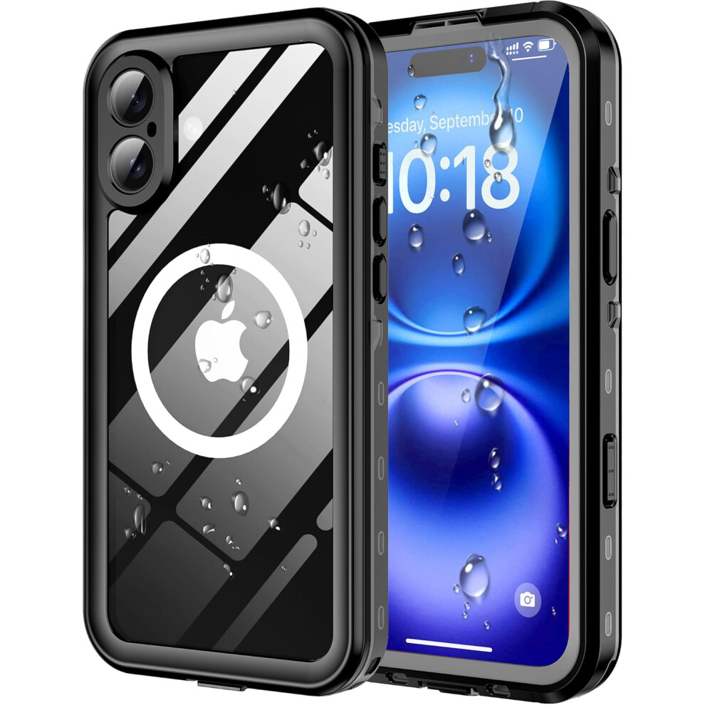 Compatible With Iphone 16 Case - Ip68 Waterproof, Built-In Screen Protector, Magsafe Compatible, Rugged 6.1" Cover, Black 9085618766143