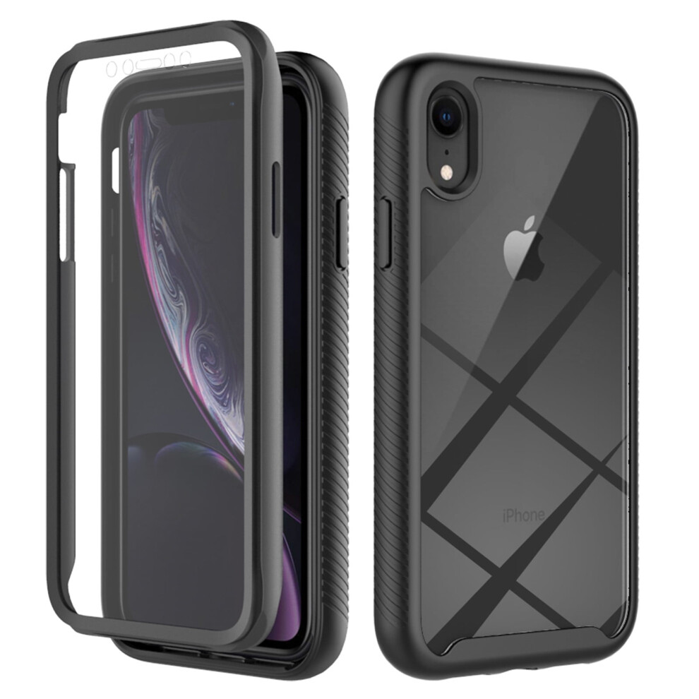 Feishell Compatible With Iphone Xr Case, Clear Rugged 360 Full Body Protector, Shockproof Hard Back Soft Tpu Cover, Anti-Scratch, Black 9085618766327