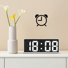 lulshou Digital Alarm Clock Simples LED Large Digital Display Fashion Alarm Clock Fully Functional Desktop Bedside Study Kitchen Clock White Frame