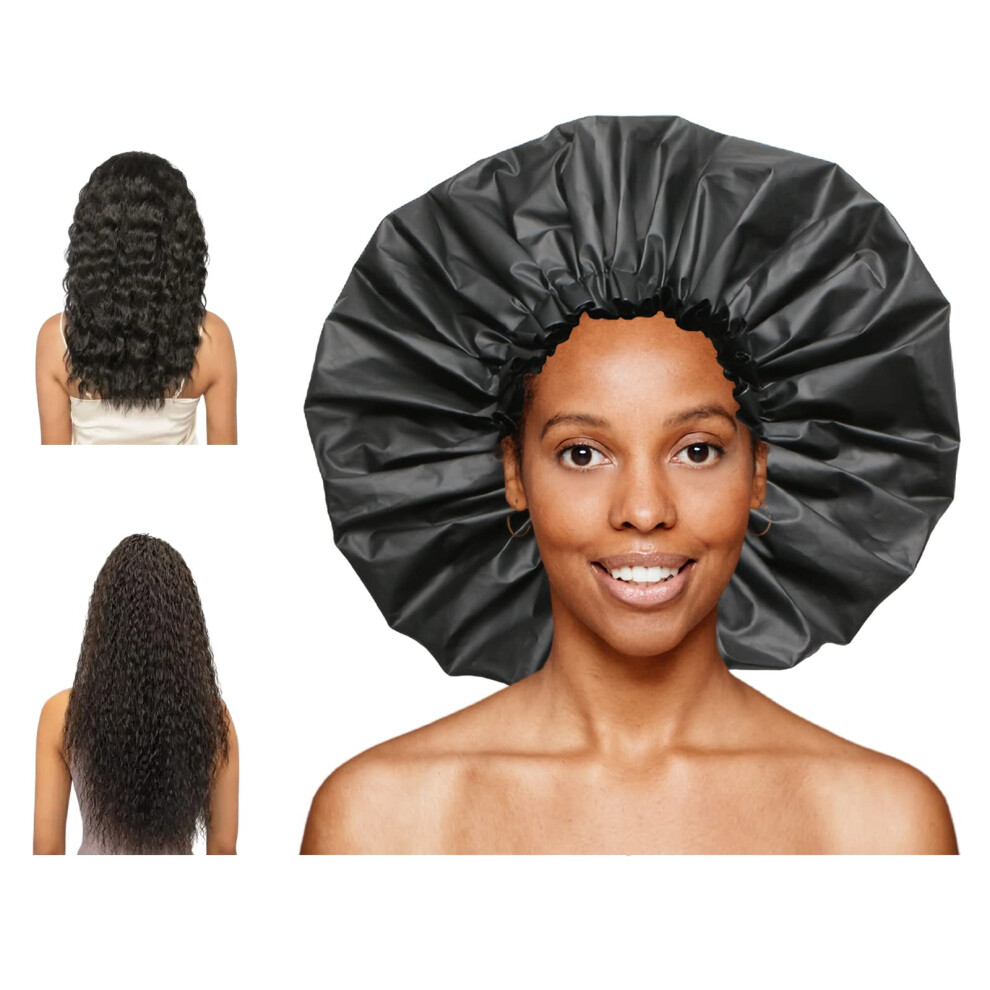 Extra Large Waterproof Shower Cap for Long Hair, Jumbo Adjustable Bath Cap for Braids and Dreadlocks