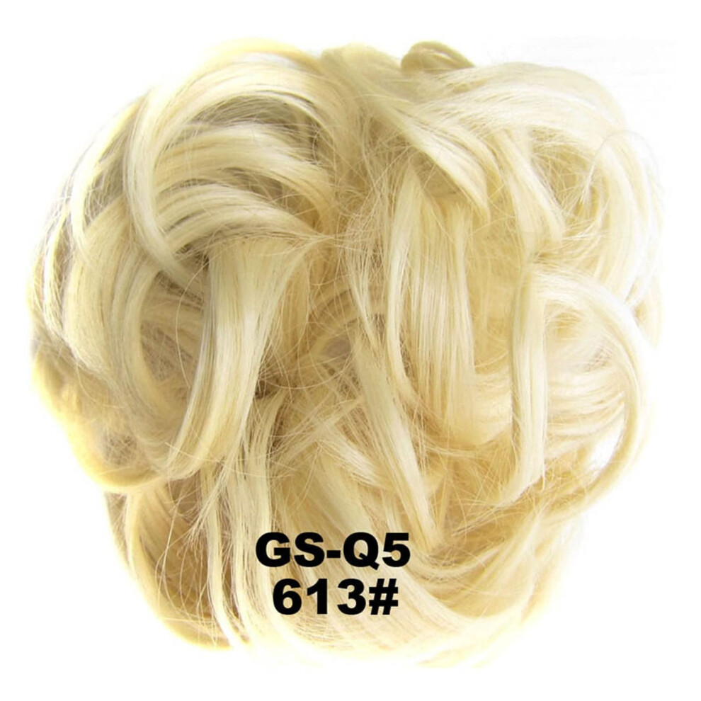 Unisex Blonde Messy Bun Hair Extension 613 Â Curly Wavy Hairpiece For Women, Natural Look And Volume