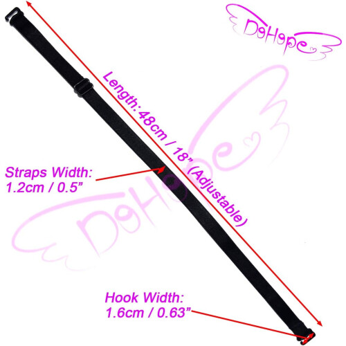 Bra Straps Replacement Adjustable Elastic with Durable Metal Hooks Black 12mm 3 Pairs Pack 2