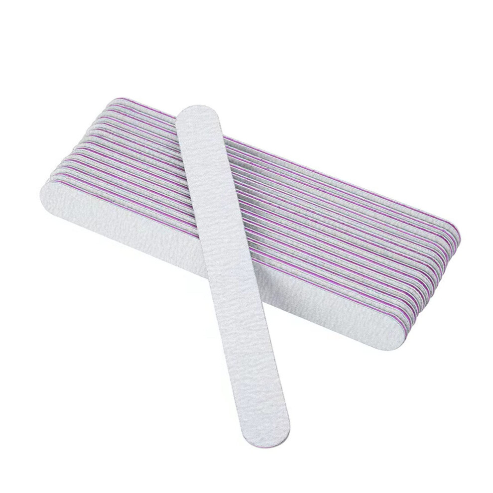 Silver Nail File Set 12Pcs Emery Board 100/180 Grit Dual Sided Reusable For Manicure Pedicure