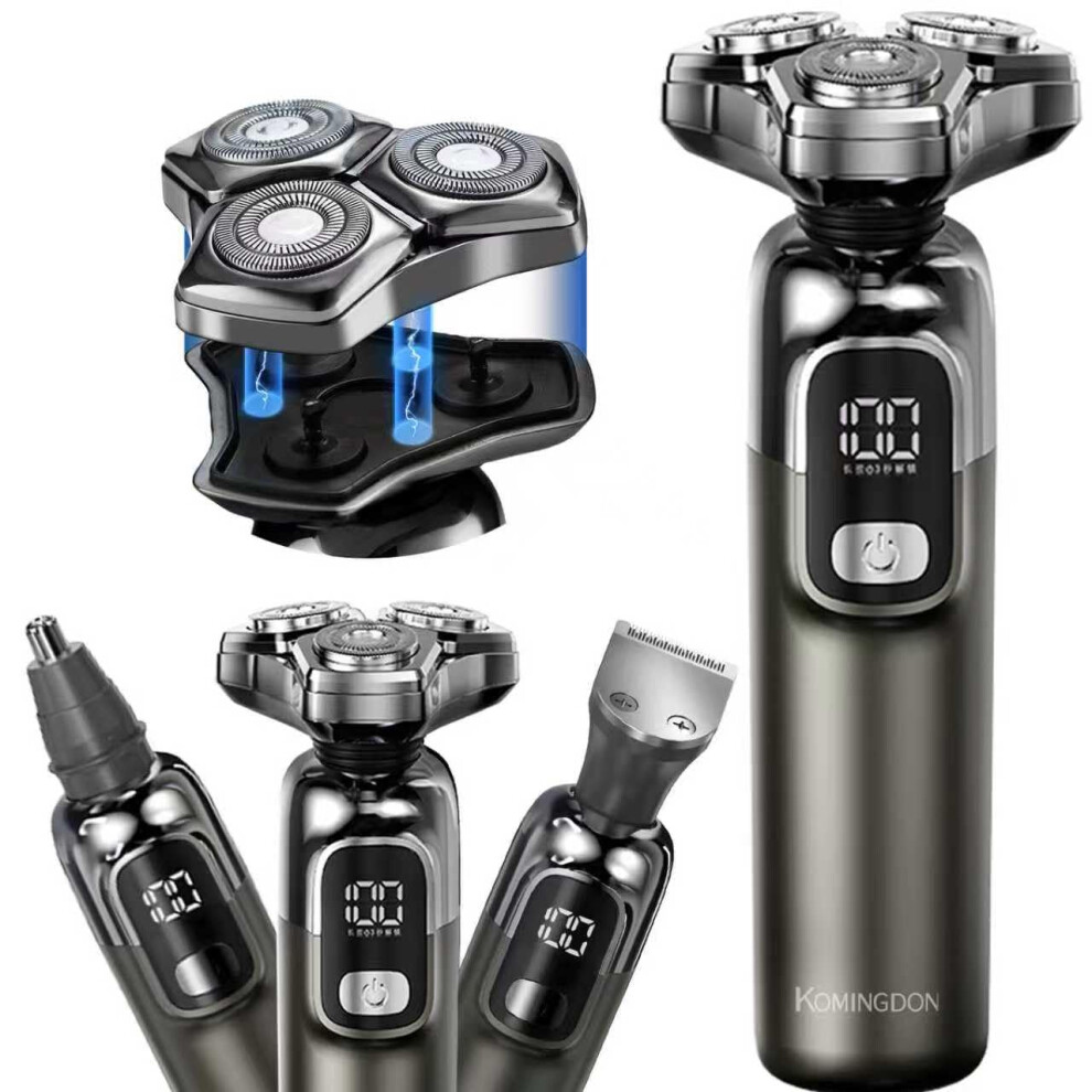 Electric Shaver for Men, IPX6 Waterproof Wet Dry Razor with Nose Hair and Beard Trimmer, USBC Charging