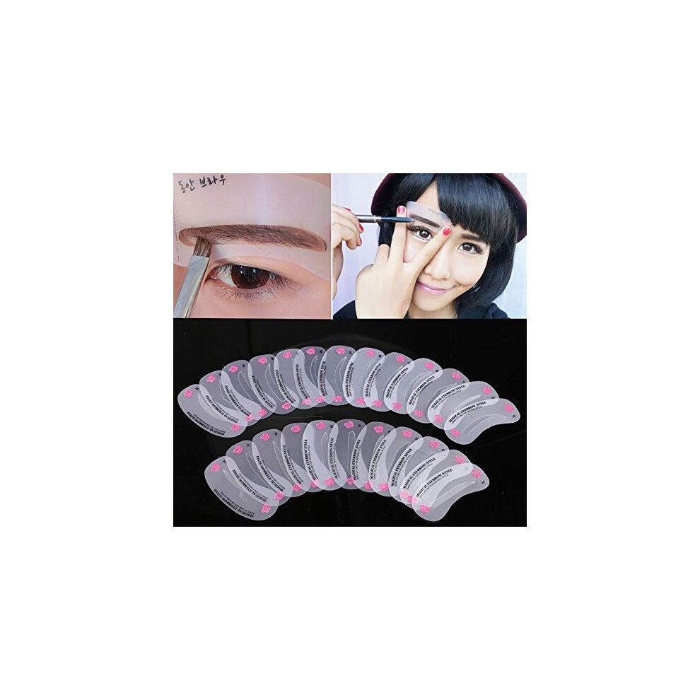 24 Pcs Reusable Eyebrow Stencil Set with 24 Shape Options for  Brow Symmetry and Grooming