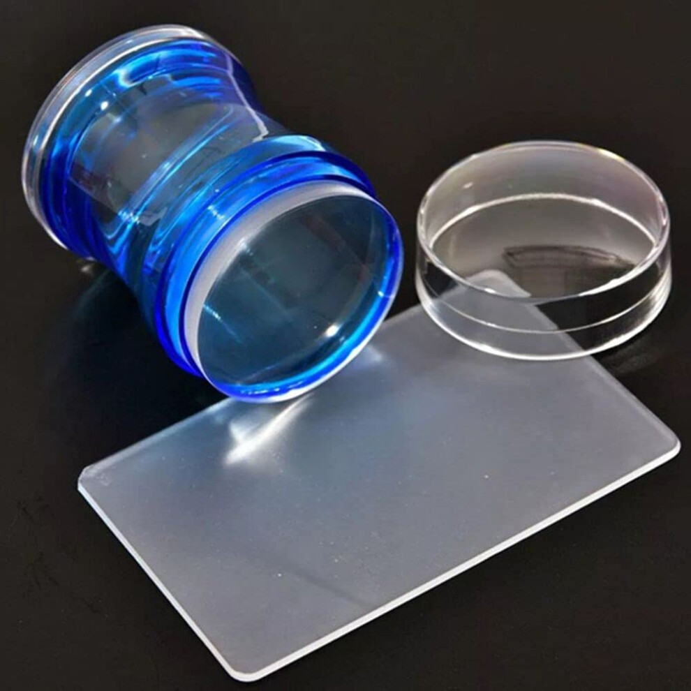 Blue Nail Art Stamping Kit With Round Jelly Stamper And Scraper Set For Precise Design Transfer