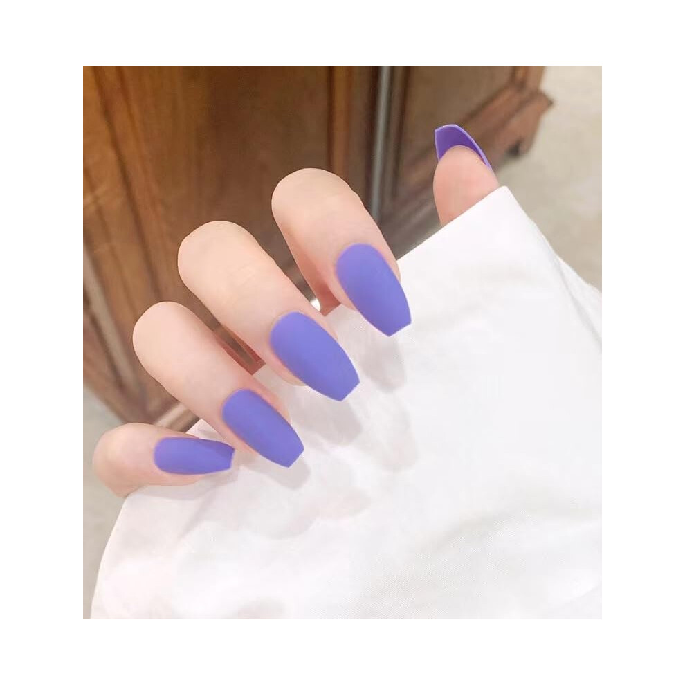 Matte Coffin Press on Nails Set with Glue Long Lasting Reusable Fake Nails for Women 24pcs