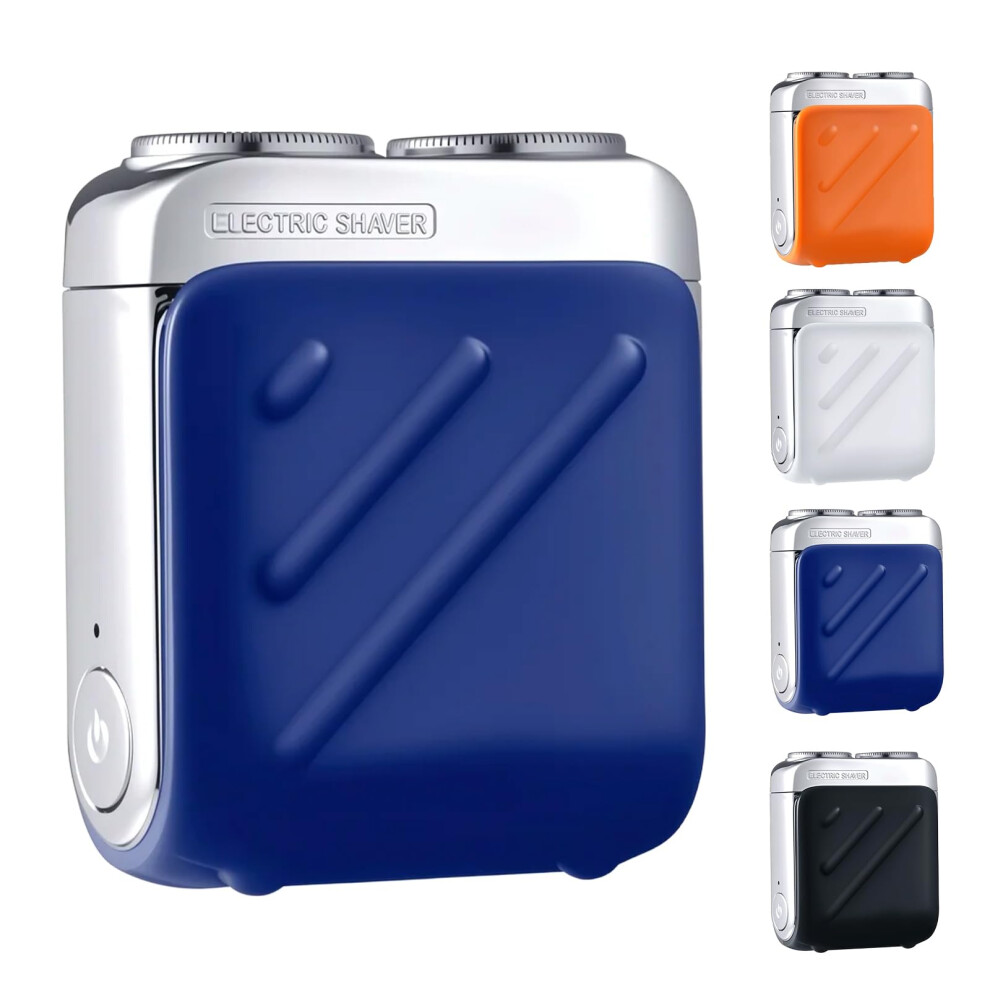 Blue Electric Shaver For Men Ipx7 Waterproof Razor Usb Rechargeable Double Ring Shaving