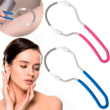 2PCS Facial Hair Remover Spring Epilator with Handle for Women and Men, Quick Gentle Hair Removal, Blue Pink