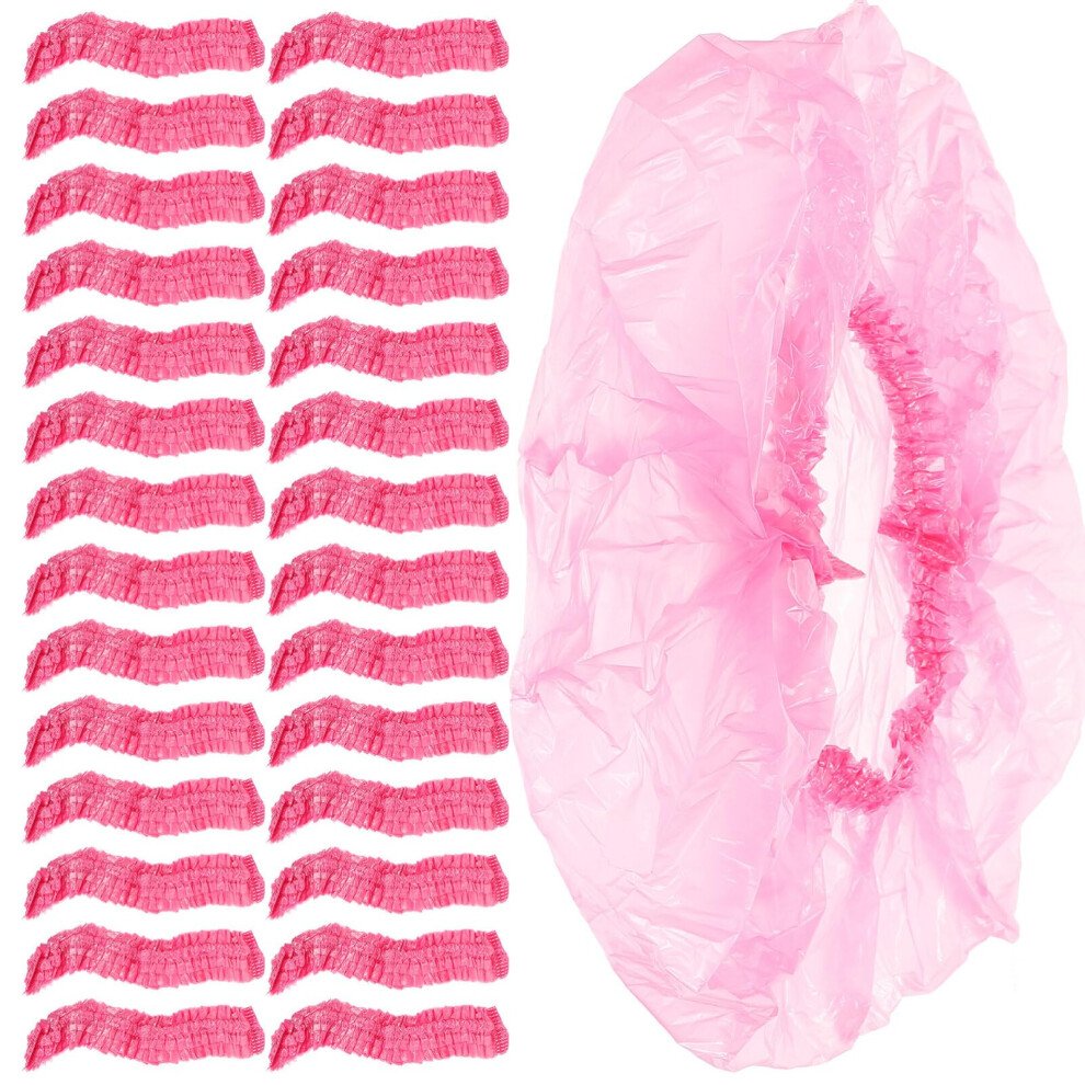 500PCS Disposable Shower Caps Plastic Bath Caps Elastic Fit Hair Protection for Spa Travel Hotel