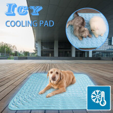 Djunllk Dog Mat - Ice Silk Cool Rug, Breathable Self-Cool Pet Bed, Machine Washable Soft Cushion for Indoor/Outdoor Use, Blue
