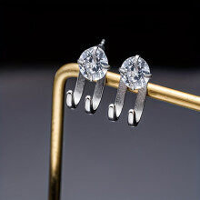 Funky Style 2Pcs Men'S Stud Earrings, Hip Hop Unplated Titanium Steel with Synthetic Cubic Zirconia Inlay, Fashionable Daily Wear Birthday Gift