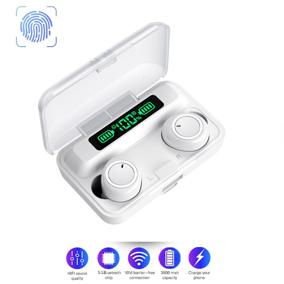 Eqwljwe Touch-Control Wireless Bluetooth 5.0 Earphones Tws Stereo In-Ear Ipx7 Waterproof Headset Compatible With Ios/Android 9058772562753