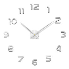 Modern Wall Clock Stylish Elegant Silent Removable DIY 3D Mirror Non- ticking Home Kitchen Room without Silver