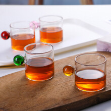leaveforme 120ml Tea Cup Small Capacity Unique Design Glass Ball Handle Nordic Style Home Coffee Cup for Home