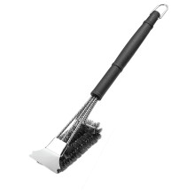 Deluxe BBQ Bristles Grill Cleaning Brush Scraper Safe Stainless Steel Barbecue Clean Wire Brush Long Handle Cleaning Brush for Charcoal Porcelain