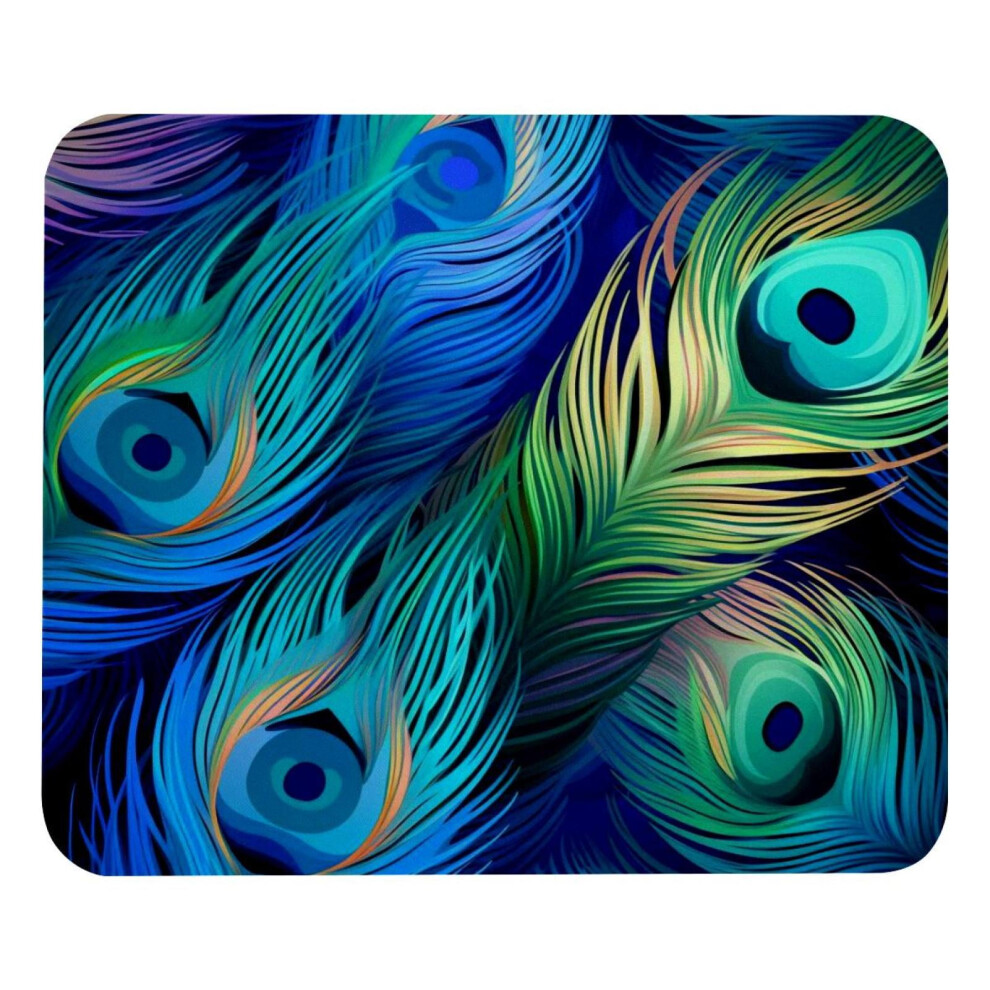 Peacock Feather Mousepad, Non-Slip Waterproof Desk Mat, Compatible With Office & Home Laptop Use Green 9058772062680
