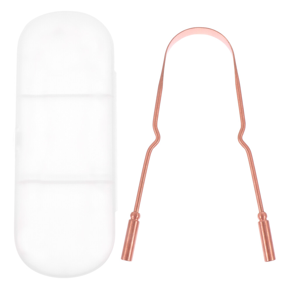 2 Sets of Oral Hygiene Device Tongue Scraper with Box (Rose Gold)