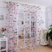Markdown! Poaug Cover Curtain Window Door Sheer Peony Tulle Screens Pk Balcony Brilliant Home Decor,Blackout Curtains Clearance Curtain Pink