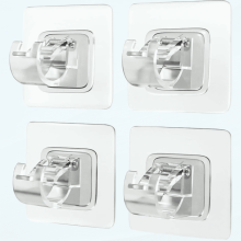 No Drill Curtain Rod Bracket, Self Adhesive Curtain Rods Holders, 4 Pack Transparent Curtain Rod Hooks Hangers for Wall