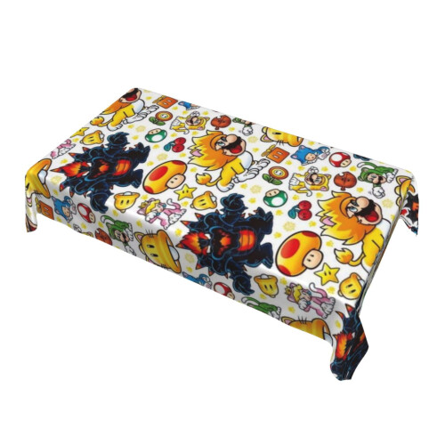 Mario Rectangular Tablecloth Water Resistance Antiwrinkle Spillproof Soft Fabric Table Cloth 60"X90" 2