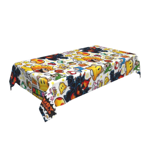 Mario Rectangular Tablecloth Water Resistance Antiwrinkle Spillproof Soft Fabric Table Cloth 60"X90" 1