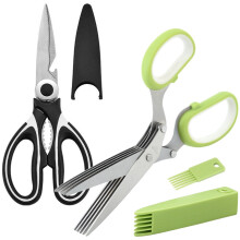 Relax love Kitchen Scissors 2Pcs, 5-Blade Stainless Steel Heavy Duty, compatible with Sharp Chicken Bone Meat Cutting, Cooking Scissors for Home