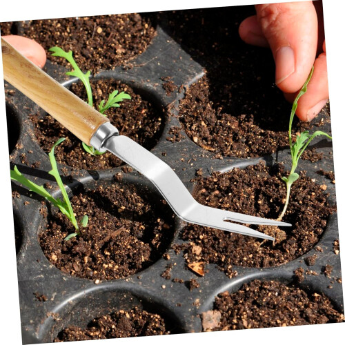 2pcs Stainless Steel Garden Weeding Fork Manual Weed Puller Ergonomic Handle Taproot Removal Tool 2