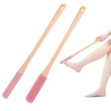 2-pack silicone foot brush, toe wash for the shower, foot brush with brush heads in two sizes, toe cleaner for seniors Pink