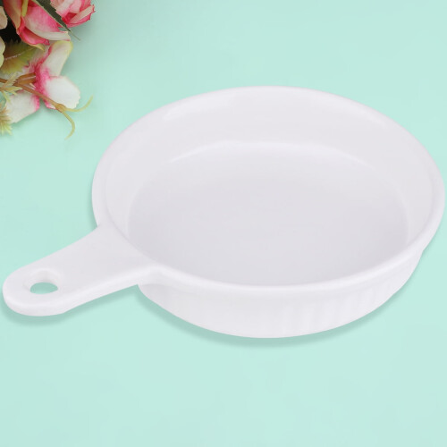 Hand-Painted Stoneware Baking Dish with Handle for Oven Cooking 1