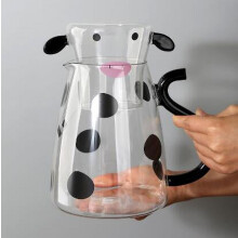 Uclet Glass&Bottle Cartoon Cow Clear Glass Night Water Bottle Set With Glass Water Bottle And Night Cup