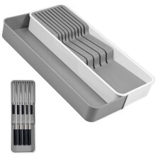 FUYGRCJ 2-Tier Expandable Cutlery Drawer Organizer, Silverware Storage Tray with 4 Non-Slip Pads, Removable Utensil Holder