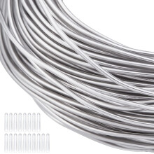 17 Gauge Silver Bendable Aluminum Craft Wire with 20 Caps, 131FT PVC Covered Wire for Hat Brims & DIY Crafts