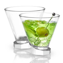 JoyJolt Octagon Aqua Vitae 8.6 oz Crystal Martini Glasses, Set of 2