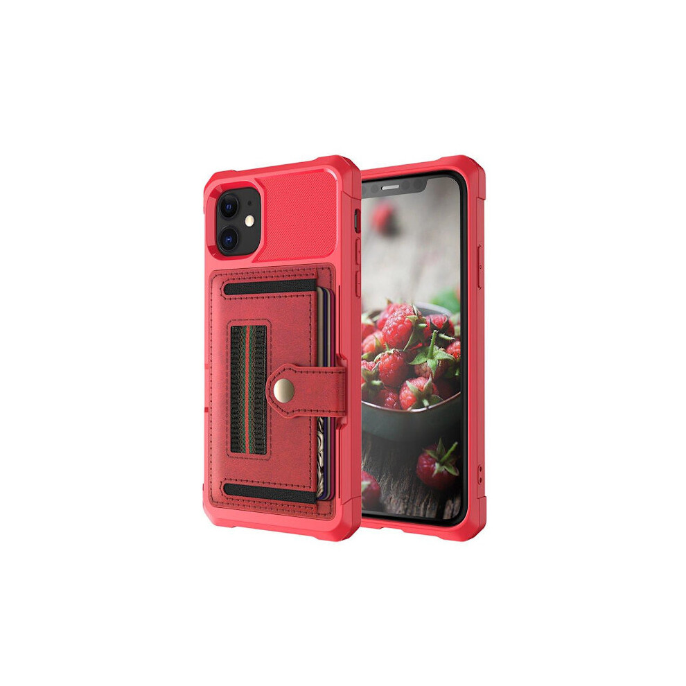Compatible With Iphone 12 - Stylish Case With Card Holder Red 9499224708242