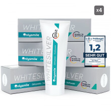 (4) OnlySmile Zahnpasta mit Silber | Tägliche Zahnreinigung | Kariesschutz und Anti Plaque | Für empfindliche Zähne und frischen Atem