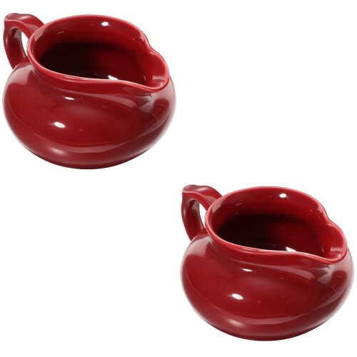 2pcs Multi-function Gravy Boat Ceramic Sauce Boat Household Condiment Cup Sauce Accessory
