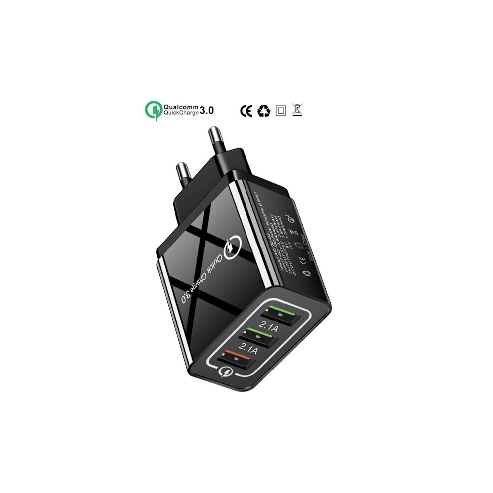 Port Fast Charging 4.8A Wall Charger Qc3.0 Black 9499224708198